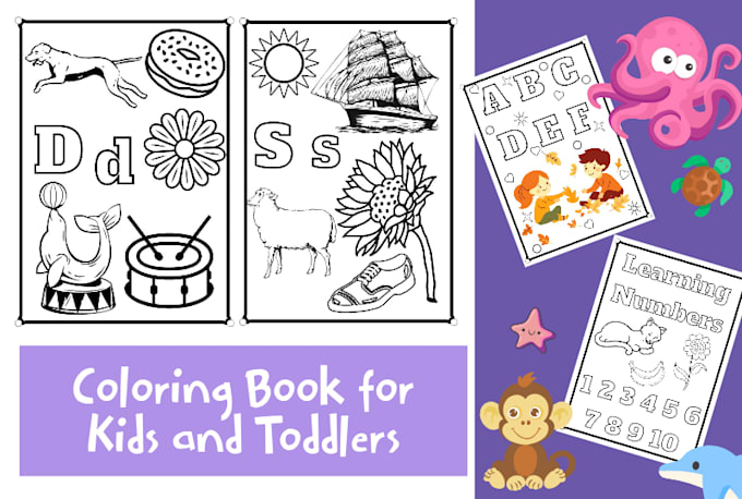 Gig Preview - Create a alphabet and number coloring book for kids and toddlers