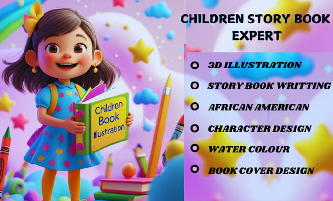 Gig Preview - Illustrate 3d children story book illustration, book covers design, 3d animation