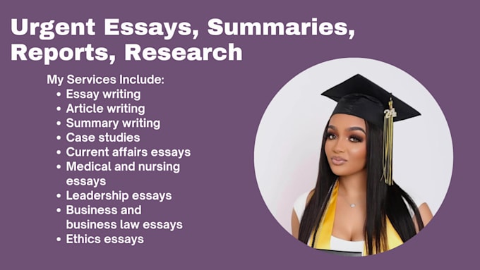 Gig Preview - Write urgent essays, summaries, reports, research, argumentative and reflective