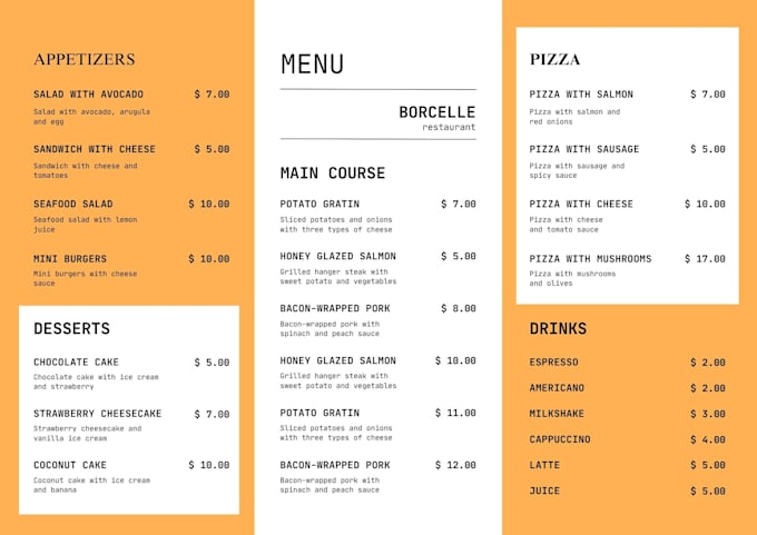 Gig Preview - Make modern restaurant menu with unique designs