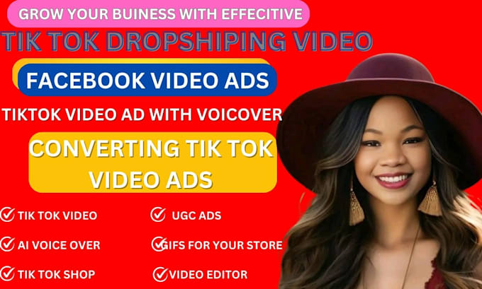 Gig Preview - Create tik tok dropshipping ads,tiktok video ads and short video ads