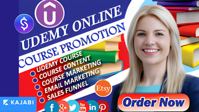 Gig Preview - Promote udemy course online course promotion stan store marketing etsy marketing