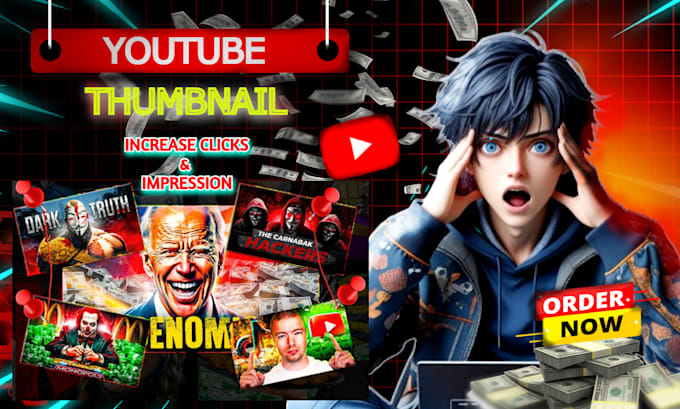 Gig Preview - Create stunning youtube thumbnails to boost your click through rate