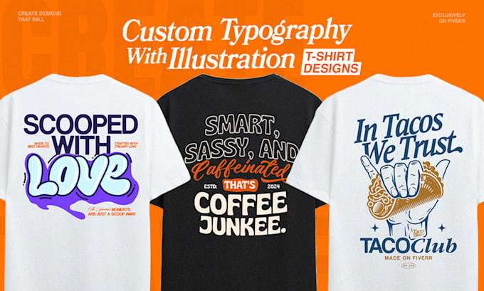 Gig Preview - Do custom graphic tshirt designs for coffee shops and restaurants