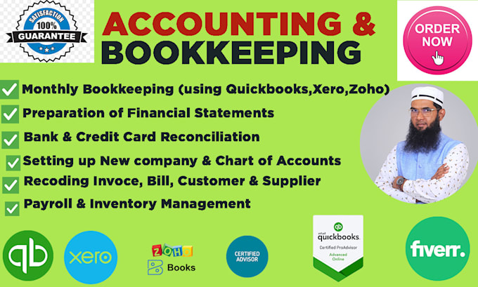 Bestseller - do clean up, monthly bookkeeping in quickbooks, xero, zoho