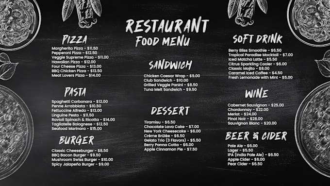 Gig Preview - Design food menu, restaurant and digital menu