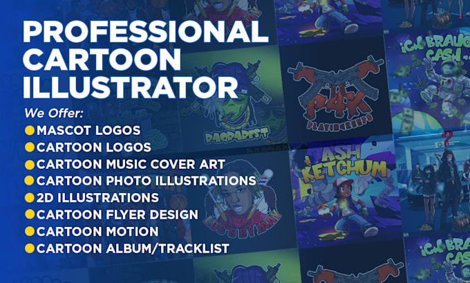 Gig Preview - Cartoon illustration cartoon character design 2d cartoon mascot design flyer art