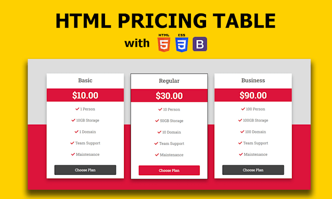 Bestseller - create pricing table, comparison chart, html table