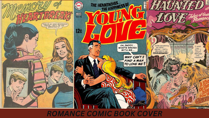 Gig Preview - Design romance book cover,illustrated romance comic book cover,comic book cover