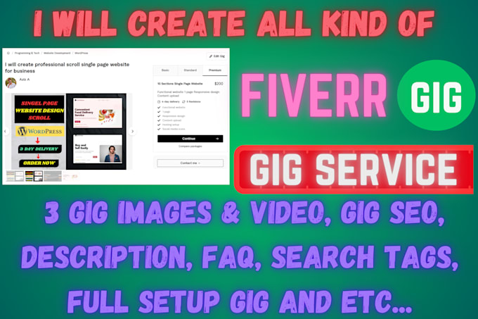 Gig Preview - Write optimized fiverr gig,tags,description,faq,SEO,title,3images,video