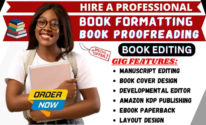 Gig Preview - Amazon kindle book formatting amazon kdp book editing, book editing proofreading