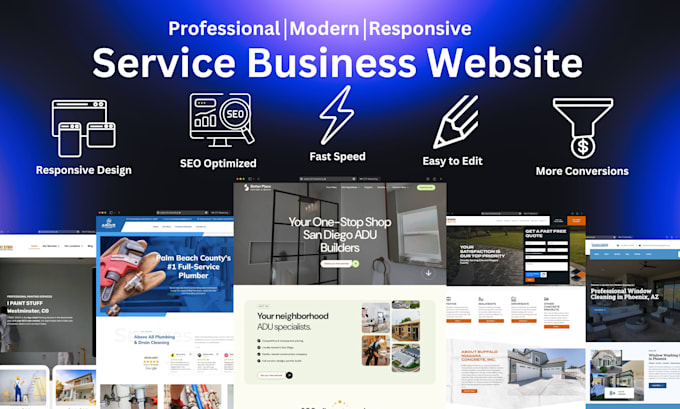 Gig Preview - Design and develop a modern wordpress website for your service business