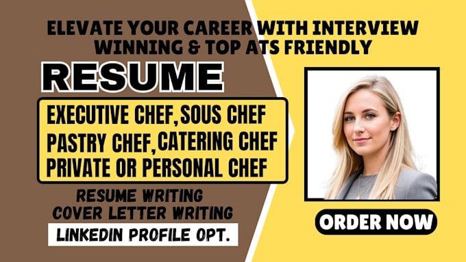 Gig Preview - Write restaurant chef tourism, hotelier, kitchen hospitality and business resume