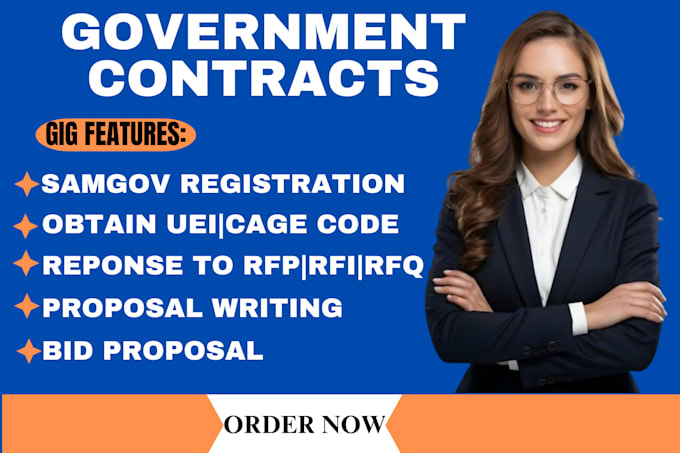 Gig Preview - Samgov get uei, cage code find rfp and bid proposal for government contract