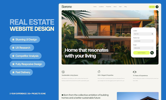 Gig Preview - Do figma website design, real estate, architecture agency website UI UX design