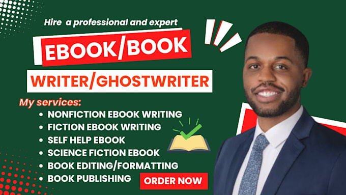 Gig Preview - Ghostwrite high quality ebook, fiction, nonfiction as ebook writer, ghostwriter