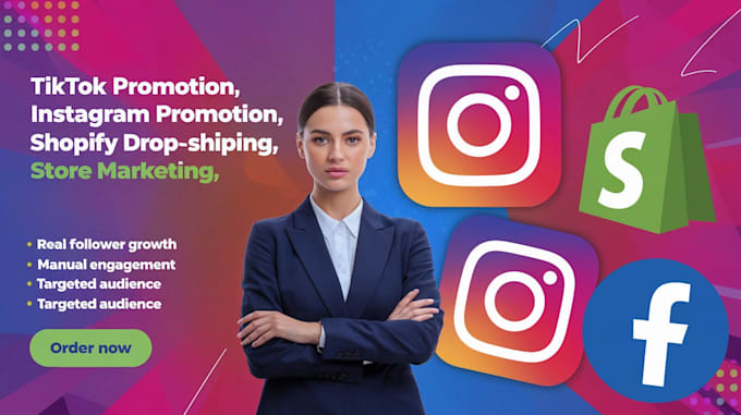 Gig Preview - Manage tiktok promotion instagram promotion shopify dropshiping store marketing