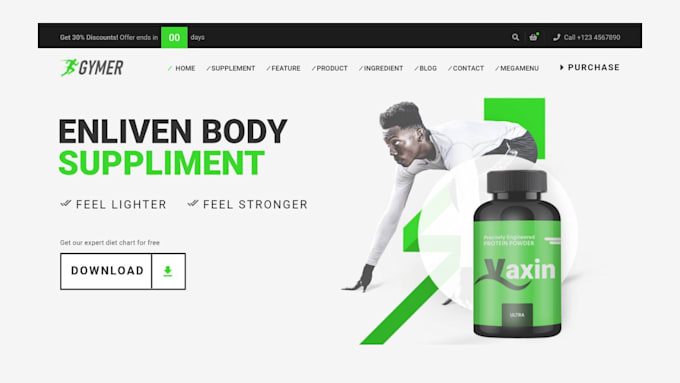 Gig Preview - Design supplement shopify store, health and fitness store, supplement website