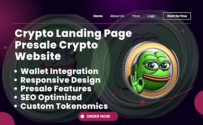 Gig Preview - Crypto landing page presale crypto website crypto website memecoin landing page