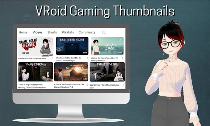 Gig Preview - Create a vroid youtube gaming thumbnail for you