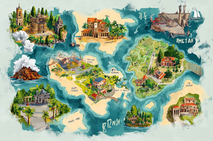 Gig Preview - Do vector map, 2d isometric map, watercolor map, travel map, map illustration