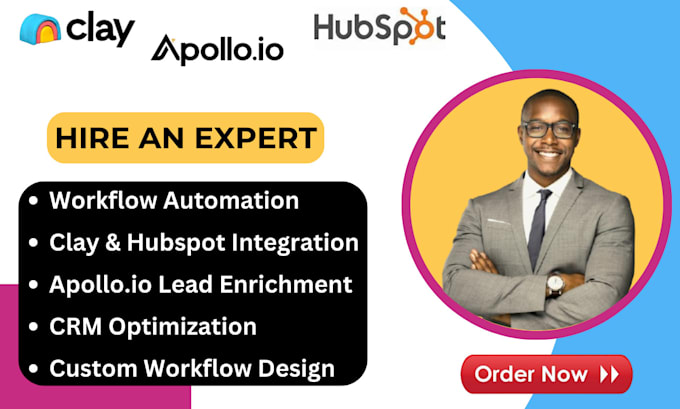 Gig Preview - Setup workflow with clay, clay com, hubspot, hubspot crm, apollo io enrichment