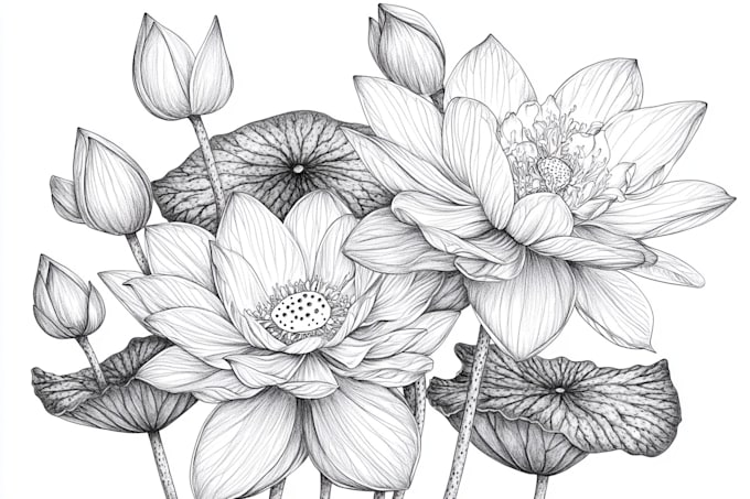 Gig Preview - Drawn a highly detailed line art botanical hand drawing