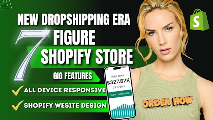 Gig Preview - Create shopify dropshipping store, build shopify store, design shopify website