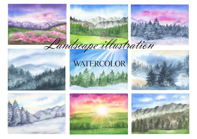 Gig Preview - Paint a watercolor landscape illustration