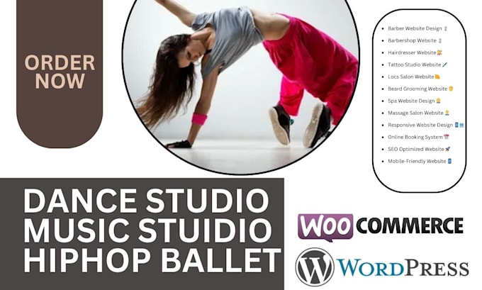 Gig Preview - Design dance studio yoga hiphop ballet music studio acting art band gym website