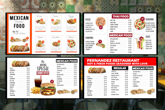 Gig Preview - Design tv screen menu restaurant menu digital menu board food menu digital menu