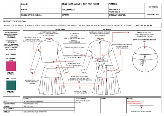 Gig Preview - Fashion technical drawings, complete tech pack designs