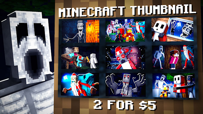 Gig Preview - Design horror minecraft thumbnail for youtube