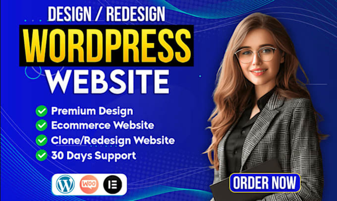 Gig Preview - Design, redesign or clone wordpress website, ecommerce website, elementor pro