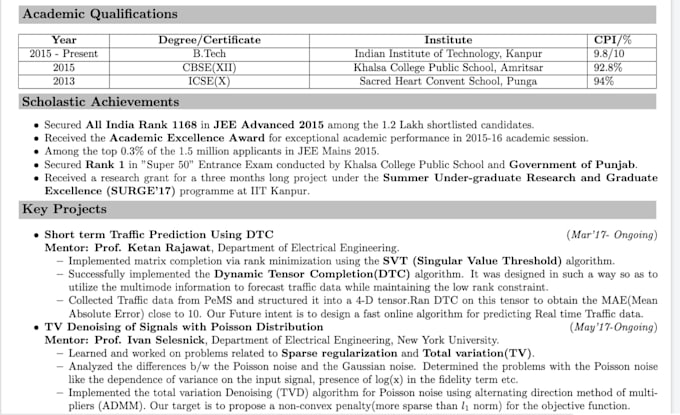 Gig Preview - Help you better your resume and provide template used by iitians