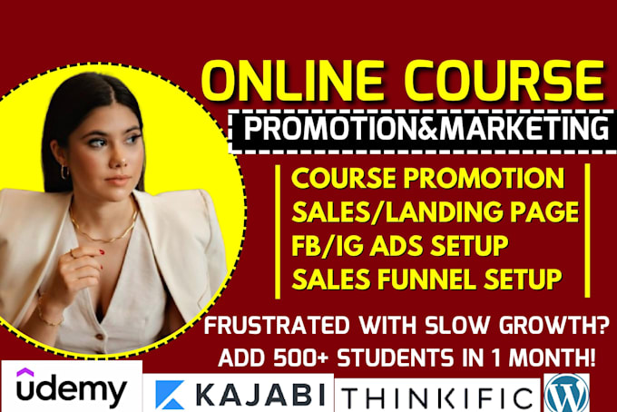 Gig Preview - Advertise udemy online course, system io kajabi sales funnel affiliate marketing