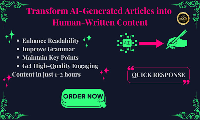 Gig Preview - Transform ai content into human written in 2 hours