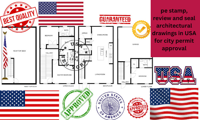 Gig Preview - Pe stamp, review and seal architectural drawings in USA for city permit approval