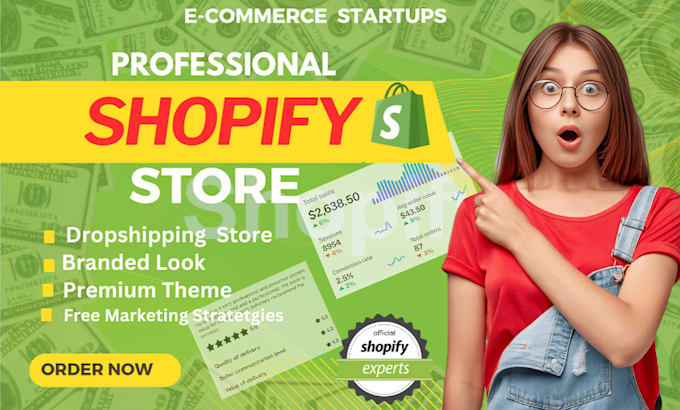 Gig Preview - Design shopify store build automated profitable dropshipping website redesign