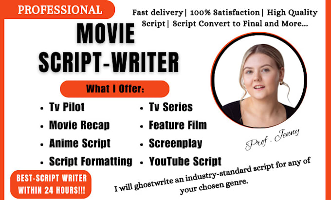 Gig Preview - Write standard format screenplay for feature films, movie script , screenwriting