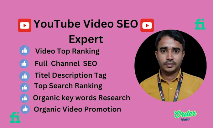 Gig Preview - Work on youtube video SEO channel ranking to on top optimize