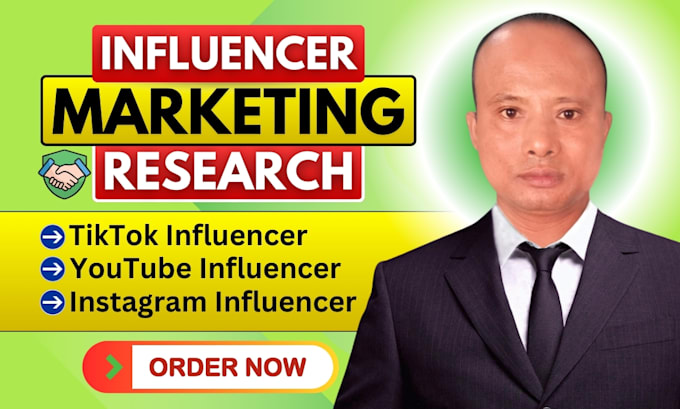 Gig Preview - Find influencer email list, influencer leads, influencer outreach and research