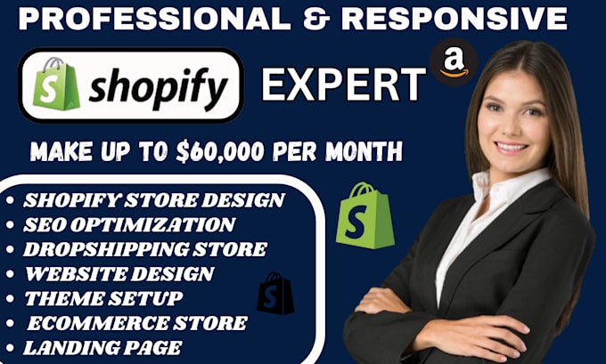 Gig Preview - Build design professional shopify store redesign ecommerce website