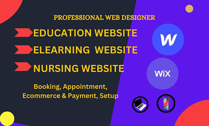 Gig Preview - Design education, elearning, nursing website with responsive