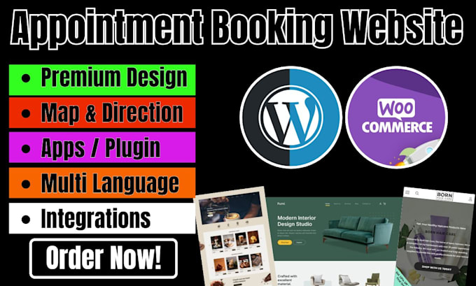 Gig Preview - Build custom wordpress woocommerce booking website landing page design redesign