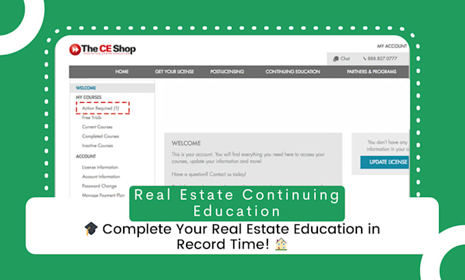 Gig Preview - Do ce shop, real estate license, real estate courses and continuing education