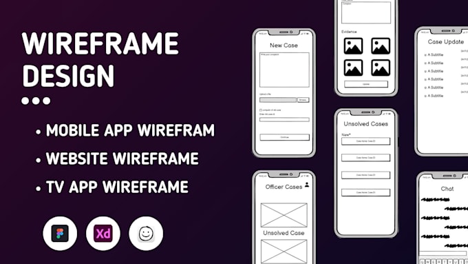 Gig Preview - Design ux ui wireframe for mobile app and website