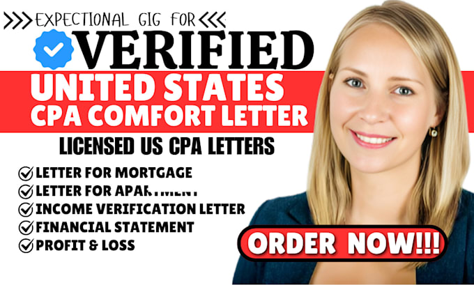 Bestseller - provide US CPA comfort letter income verification mortgage self employment