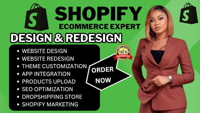 Gig Preview - Develop shopify website design, redesign shopify website, dropshipping store