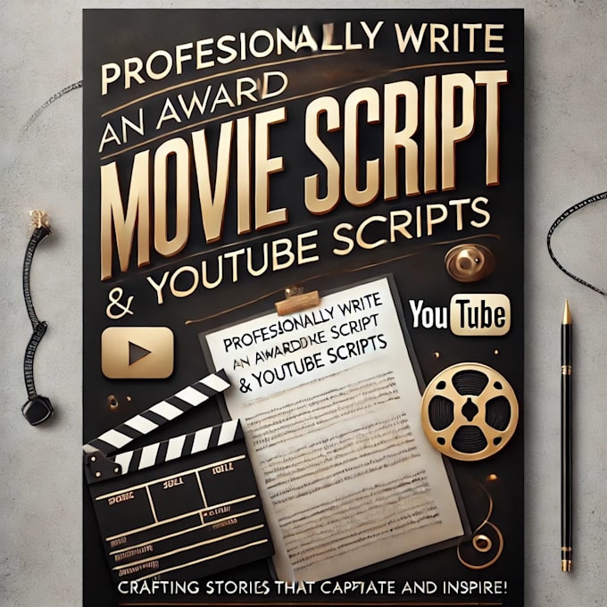 Gig Preview - Professionally write an award winning movie script, youtube scripts